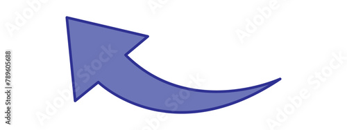 Hand painted, hand draw sketchy curve arrow blue arrow isolated on white background. This has clipping path.