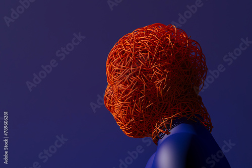 Intertwined Threads Head on Blue Backdrop photo