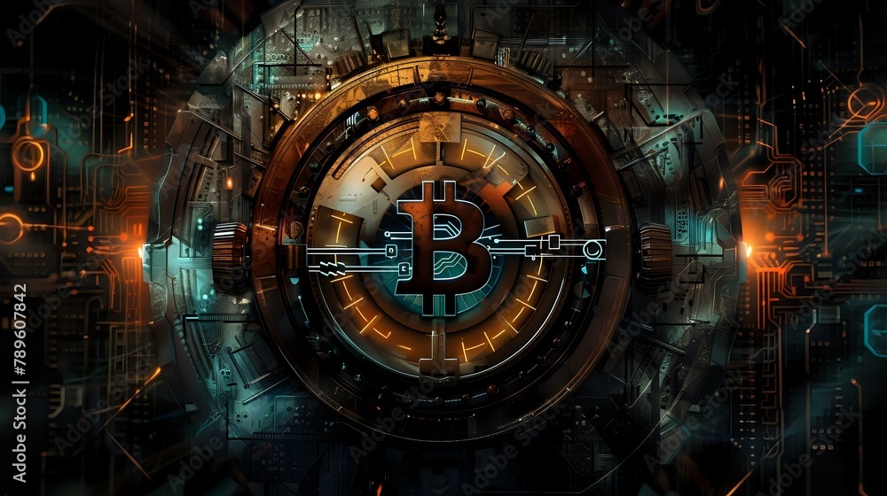 Fototapeta premium Artistic Depiction of Bitcoin: A Testament to Human Ingenuity