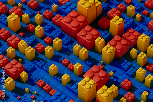 Variety of colored plastic blocks photo