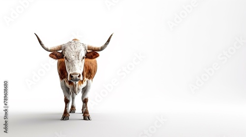 Longhorn cattle on white background photo