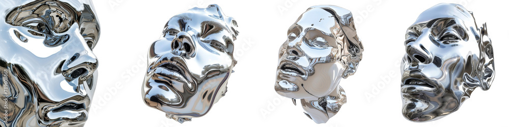 Chrome metal woman face isolated 3d steel shape Chrome metal woman face isolated 3d steel shape