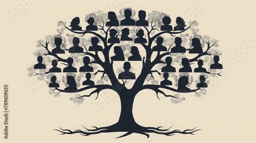 A family tree, also called a genealogy or a pedigree chart, is a chart representing family relationships in a conventional tree structure. photo