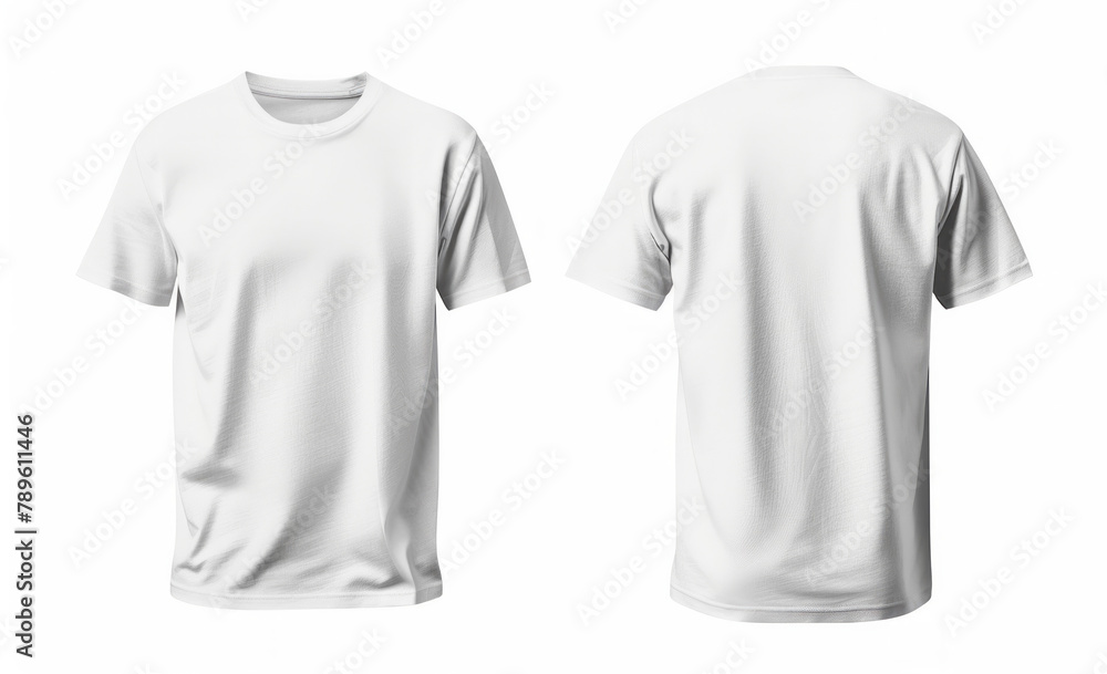 Blank White T-Shirt Mockup Showcasing Front and Back Design Possibilities Blank White T-Shirt Mockup Showcasing Front and Back Design Possibilities