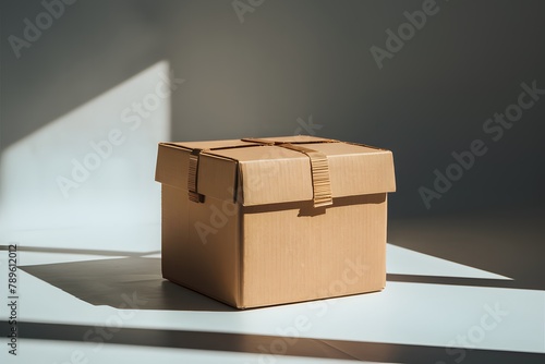 Wallpaper Mural Brown cardboard box sits against white backdrop, casting subtle shadow Torontodigital.ca