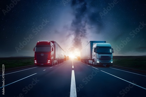 Business and technology merge in logistics transport, future transportation