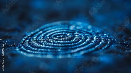 Secure Fingerprint Scanning in Blue. Concept Security Technology, Biometric Authentication, Blue Aesthetics