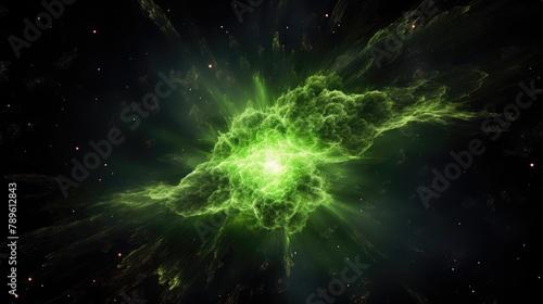 Vibrant Green Nebula Explosion in Deep Space