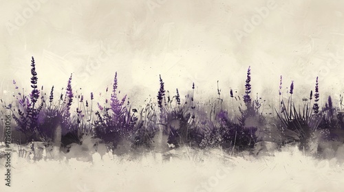 Rustic drawing of a field of lavender with a calm soothing aura