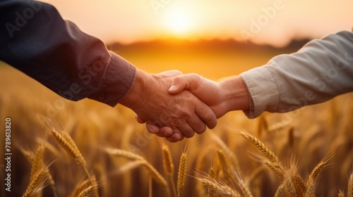 Harvest Harmony: Farmers Embrace in Wheat Field