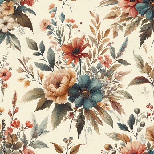 A floral pattern with the vintage flower wallpaper