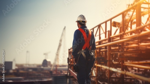 Construction Site Supervisor on Steel Platform