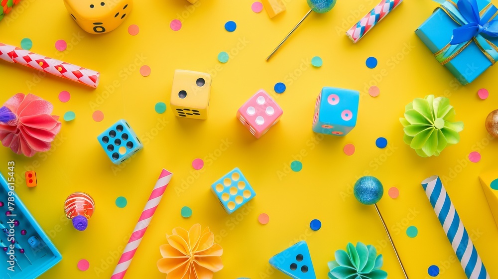 Colorful background. April fool's day background. dice background concept. party greetings card. national dice day Colorful background. April fool's day background. dice background concept. party greetings card. national dice day