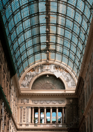 Campania,  Napoli, Campania,  Napoli, Galleria Umberto, Le muse napolitane, tetto con vetrata, separate da coppie di lesene dal capitello photo