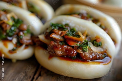 Taiwan's traditional food Gua Bao closeup, gua bao food closeup 