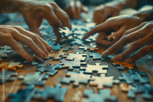 Group of People Assembling Puzzle Together