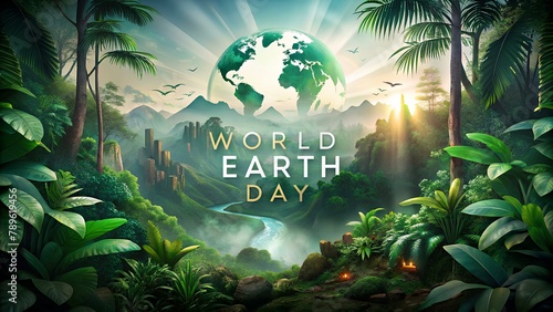 Celebrate World Earth Day with a Stunning Rainforest-Themed Illustration Poster Template