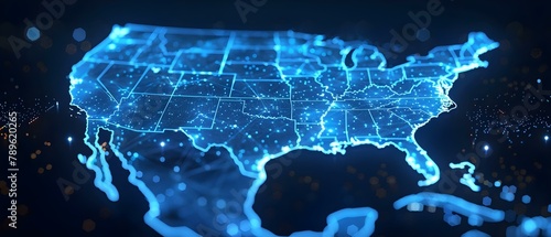 Digital Pulse of America: Network Connectivity Map. Concept Technology Trends, Data Visualization, Connectivity Mapping photo