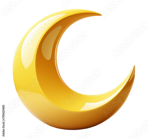 3d yellow crescent moon decoration element, generate ai