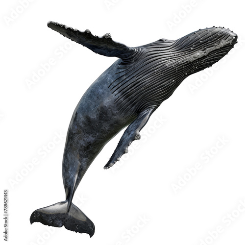 A large whale is leaping out of the water