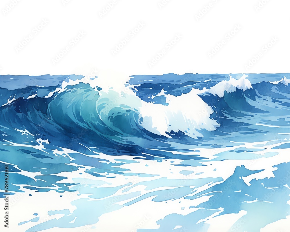 A dynamic sketch of tidal waves approaching a deserted shore, impending force and natural power, deep blues and urgent whites, white background, vivid watercolor, 100 isolate A dynamic sketch of tidal waves approaching a deserted shore, impending force and natural power, deep blues and urgent whites, white background, vivid watercolor, 100 isolate