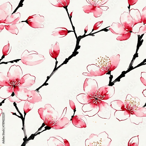 Cherry Blossom Seamless Pattern