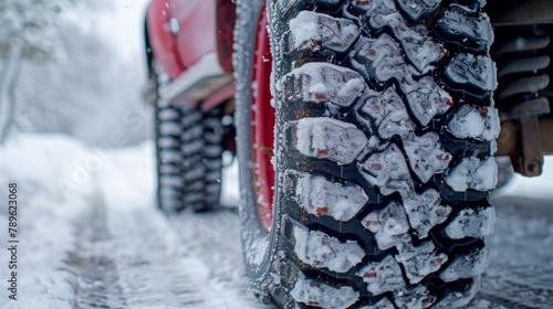 Car tires on winter road © PaulShlykov