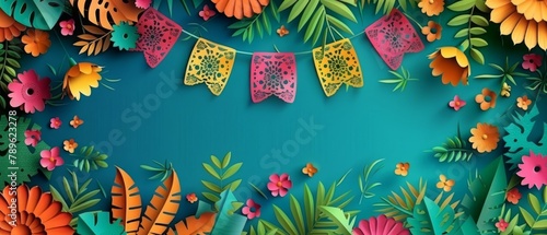 Cinco de mayo holiday. Cinco de mayo fiesta. Mexico independence. Cinco de Mayo holiday background. Mexican colorful paper cut. Cinco de mayo bunting flags