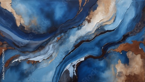 Moody abstract painted background in twilight sapphire, driftwood, and antique mahogany.