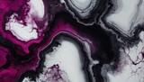 Obsidian black and deep magenta abstract background made with alcohol ink technique, bright white veins texture.