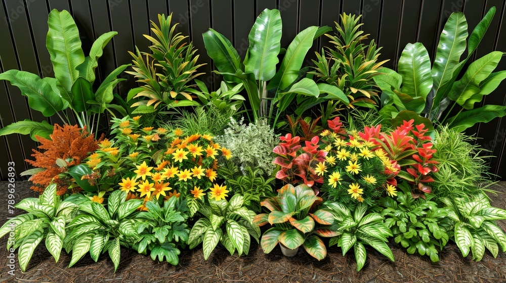 A photo of a garden with many different types of plants and flowers.