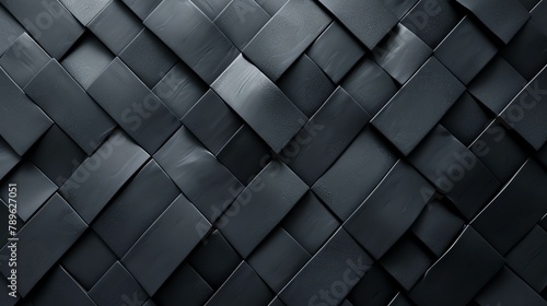 Black and gray geometric shapes. Abstract background with beveled rectangles. 3D rendering. photo