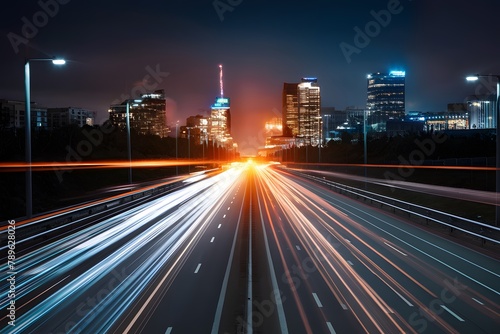 Express road rush with motion blur, symbolizing high speed travel photo