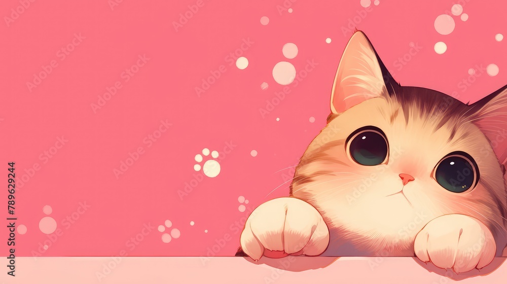 Adorn your design with a playful border featuring a charming 2d cartoon of a kitten Adorn your design with a playful border featuring a charming 2d cartoon of a kitten