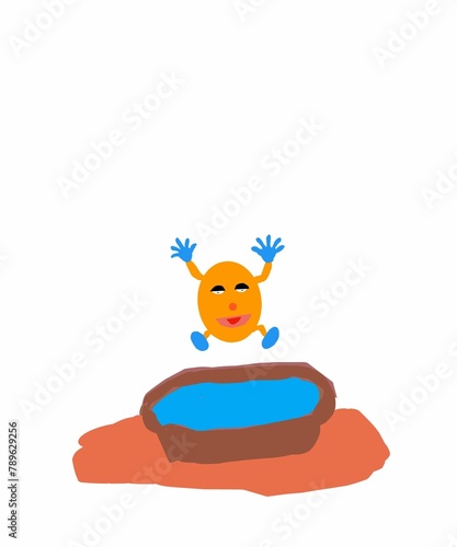Jumping Cute Orange Animated Icon Vector