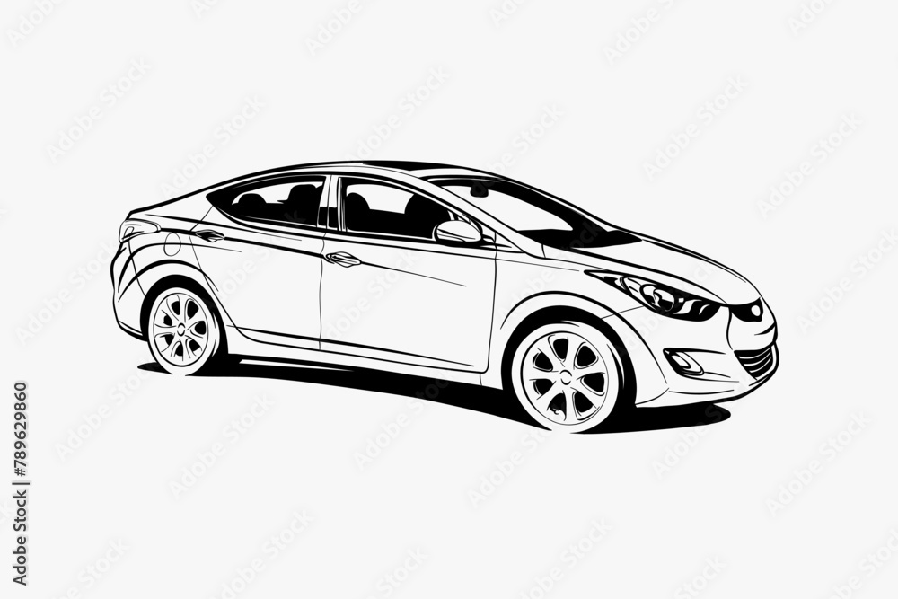 Naklejka premium Hand drawn car outline vector image. Vehicle art.