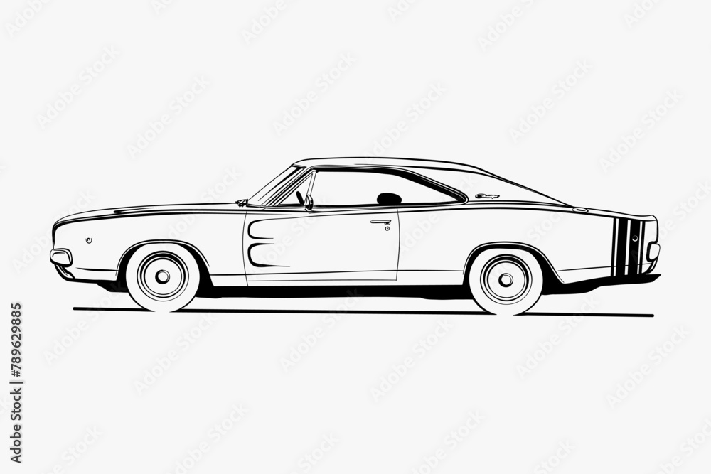 Hand drawn car outline vector image. Vehicle art.