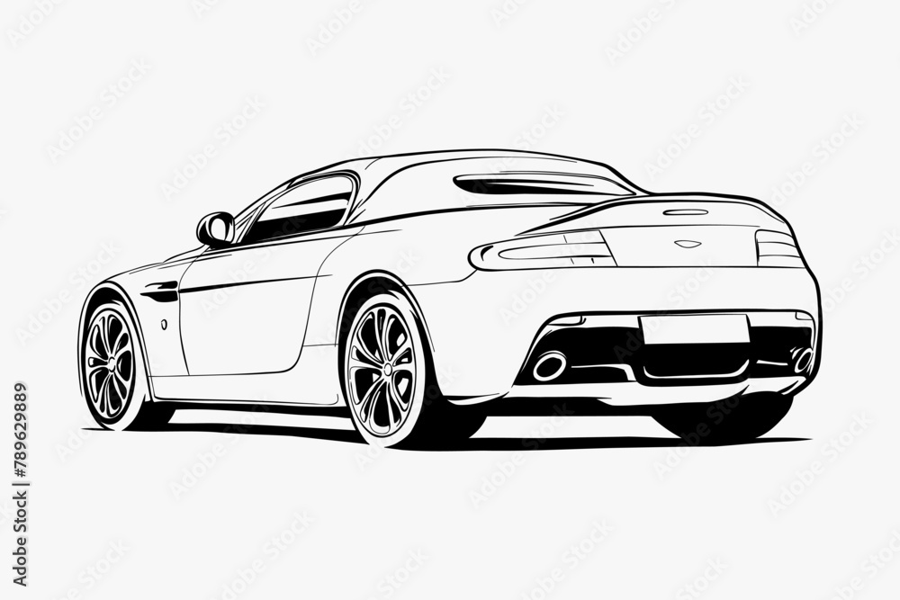 Hand drawn car outline vector image. Vehicle art.