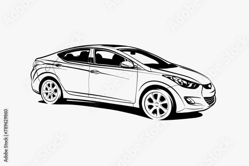 Hand drawn car outline vector image. Vehicle art.