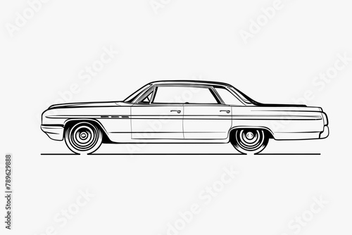 Hand drawn car outline vector image. Vehicle art.