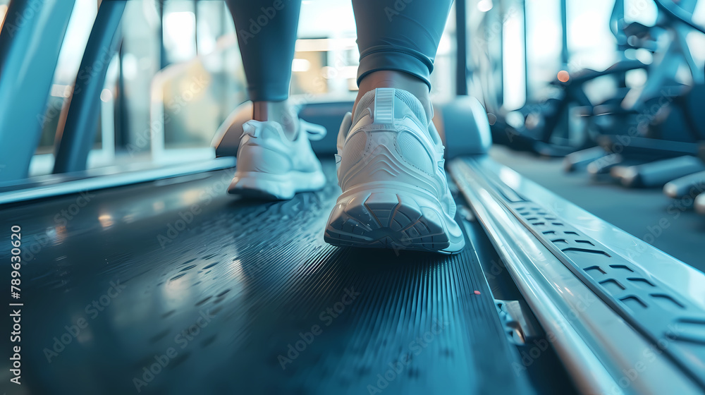Person Jogging on a Treadmill at a Gym Person Jogging on a Treadmill at a Gym