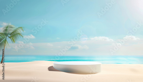 Summer Banner - Sunny Sand With Palm Leaves In Tropical Beach © Natalja