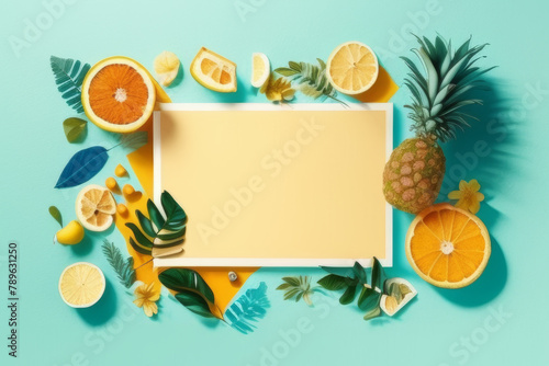 flat lay with large empty space for text, gorgeous artistic summer banner, high-resolution