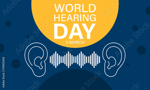 World hearing day campaign blue template design with ear vector illustration.