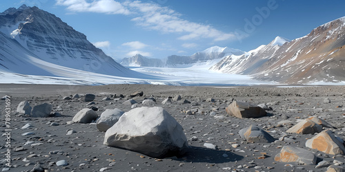 Antarctic oasis landscape, area free of snow and ice in the otherwise ice-covered continent photo