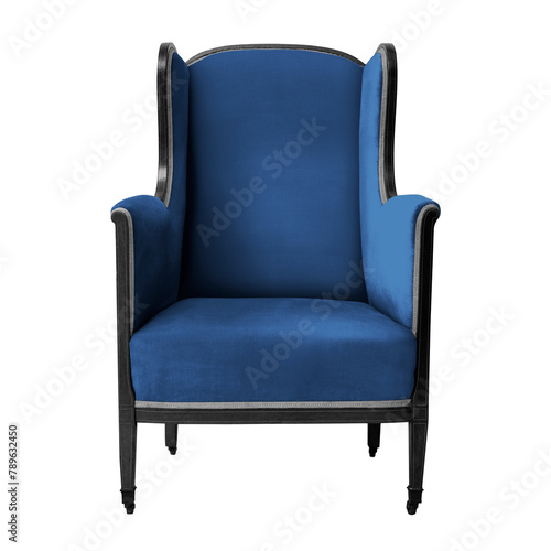 Blue armchair png sticker, collage element, isolated object in transparent background
