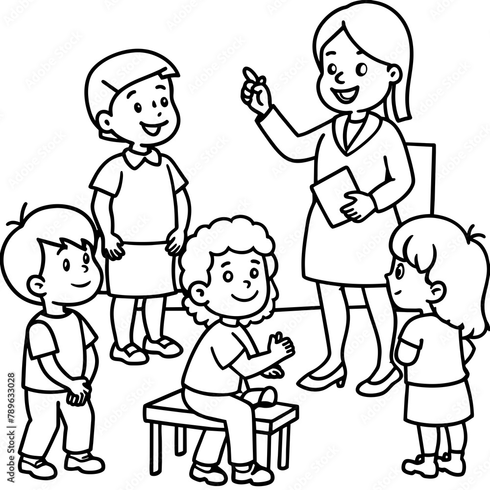 classroom-with-kids--teacher-or-professor-teaches-vector-illustration