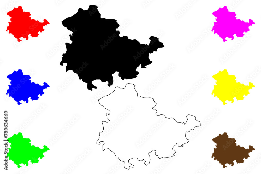 Thuringia (Federal Republic of Germany, State of Germany) map vector illustration, scribble sketch Thuringia map Thuringia (Federal Republic of Germany, State of Germany) map vector illustration, scribble sketch Thuringia map