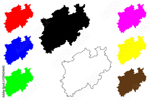 North Rhine-Westphalia (Federal Republic of Germany, State of Germany, NRW) map vector illustration, scribble sketch North Rhine-Westphalia map