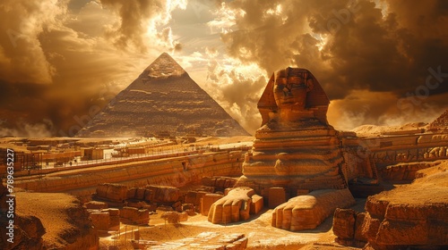 Pyramids of Giza and the Great Sphinx in Egypt Wallpaper